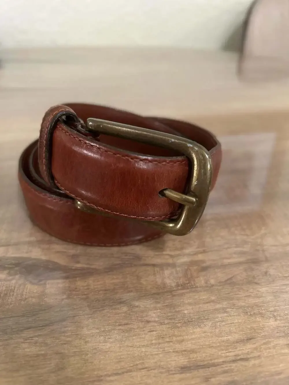 Vintage Coach Sienna Handcrafted Oil-Tanned Cowhide Belt with Solid Brass Buckle